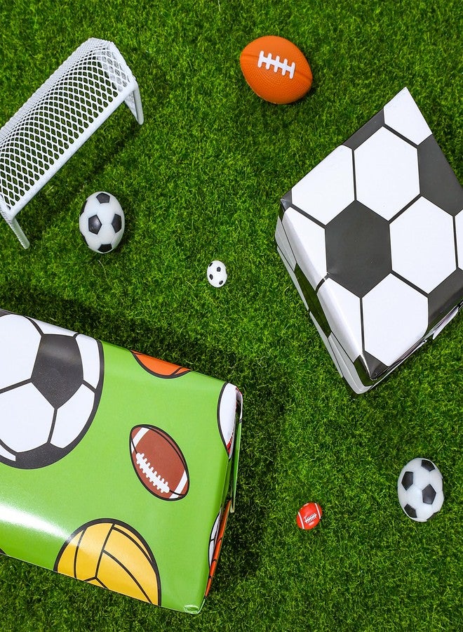 Whaline 12 Sheets Sports Ball Theme Wrapping Paper Football Basketball Soccer Folded Flat Gift Wrap Paper 6 Designs DIY Craft Art Paper for Baby Shower Birthday Party Gift Packing, Not Roll - Image 5